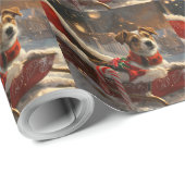 Jack Russell Hond Kerstfeest Cadeaupapier (Rol Hoek)