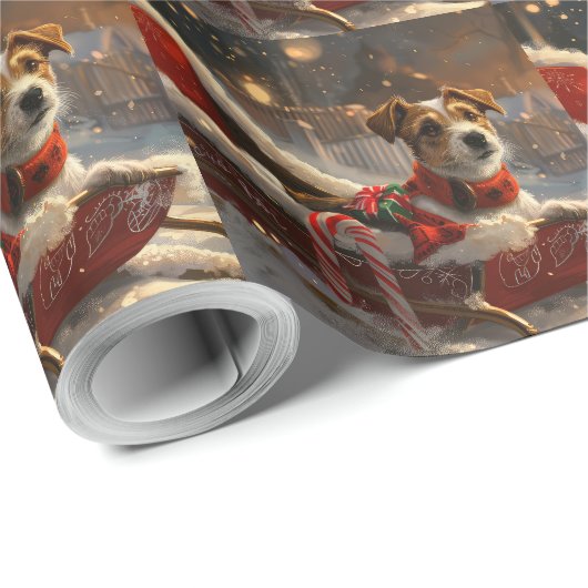 Jack Russell Hond Kerstfeest Cadeaupapier (Rol Hoek)