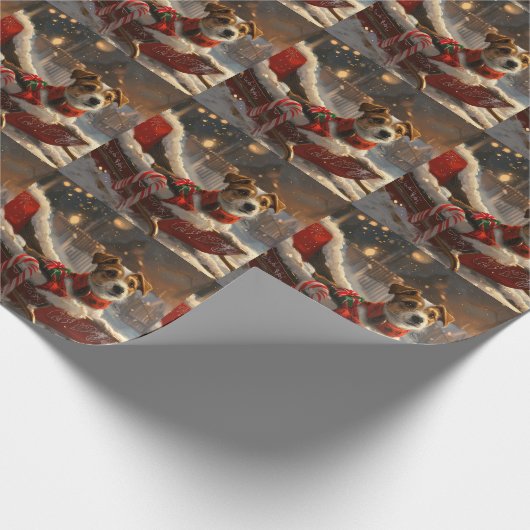 Jack Russell Hond Kerstfeest Cadeaupapier (Hoek)