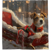 Jack Russell Hond Kerstfeest Douchegordijn (Voorkant)