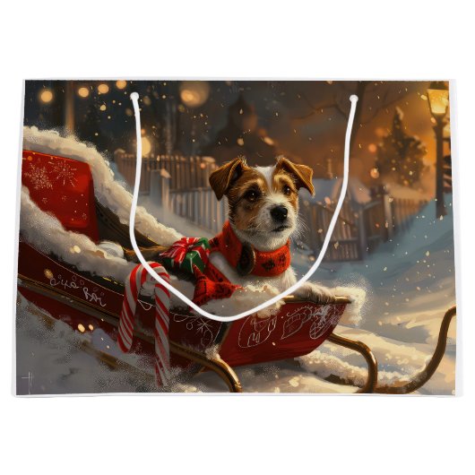 Jack Russell Hond Kerstfeest Groot Cadeauzakje (Voorkant)