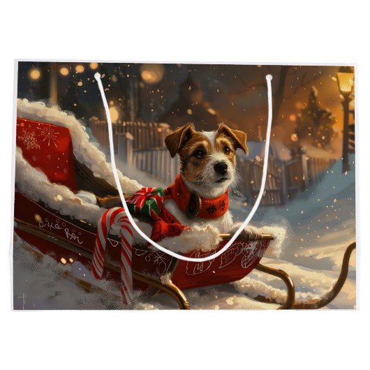 Jack Russell Hond Kerstfeest Groot Cadeauzakje (Achterkant)
