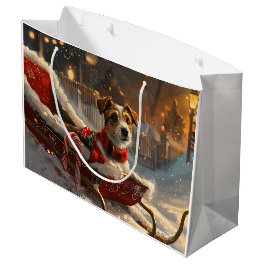 Jack Russell Hond Kerstfeest Groot Cadeauzakje (Achterkant Gekanteld)