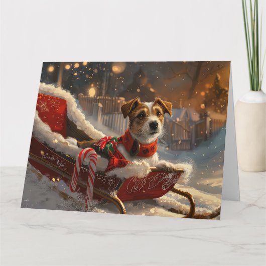Jack Russell Hond Kerstfeest Kaart (Voorkant)
