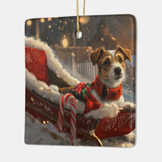Jack Russell Hond Kerstfeest Keramisch Ornament (Links)