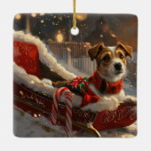 Jack Russell Hond Kerstfeest Keramisch Ornament (Achterkant)