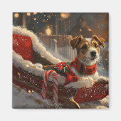 Jack Russell Hond Kerstfeest Magneet (Voorkant)
