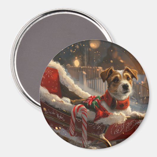 Jack Russell Hond Kerstfeest Magneet (Voorkant / Achterkant)