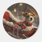 Jack Russell Hond Kerstfeest Magneet (Voorkant)