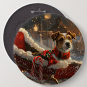 Jack Russell Hond Kerstfeest Ronde Button 6,0 Cm (Voorkant /achterkant)