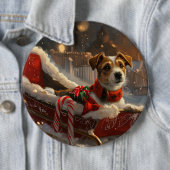 Jack Russell Hond Kerstfeest Ronde Button 6,0 Cm (In situ)