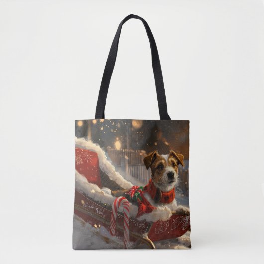 Jack Russell Hond Kerstfeest Tote Bag (Voorkant)