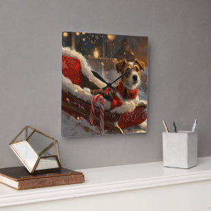Jack Russell Hond Kerstfeest Vierkante Klok