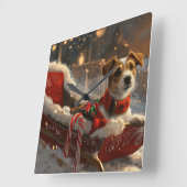 Jack Russell Hond Kerstfeest Vierkante Klok (Hoek)