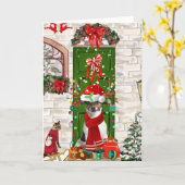 Jack Russell Hond Kerstmis  Kaart (Gele Bloem)