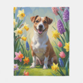 Jack Russell-hond lente bloemen schilderij Fleece Deken (Voorkant)