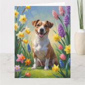 Jack Russell-hond lente bloemen schilderij Kaart (Voorkant)