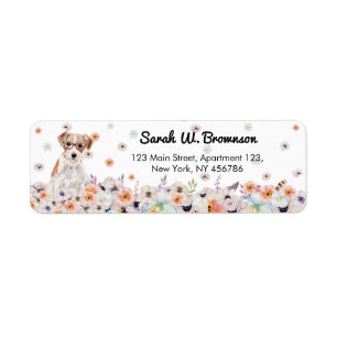 Jack Russell-hond oude retro bril Etiket