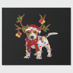 Jack russell hond prachtig rendier kerstlicht cadeaupapier