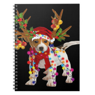 Jack russell hond prachtig rendier kerstlicht notitieboek