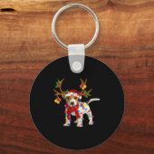 Jack Russell Hond Prachtig Rendier Kerstlicht Sleutelhanger (Voorkant)