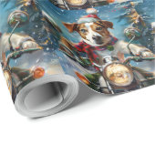 Jack Russell Hond Rijden Motorfiets Kerstmis Cadeaupapier (Rol Hoek)