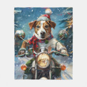 Jack Russell Hond Rijden Motorfiets Kerstmis Fleece Deken (Voorkant)