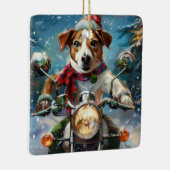 Jack Russell Hond Rijden Motorfiets Kerstmis Keramisch Ornament (Rechts)