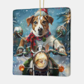 Jack Russell Hond Rijden Motorfiets Kerstmis Keramisch Ornament (Links)