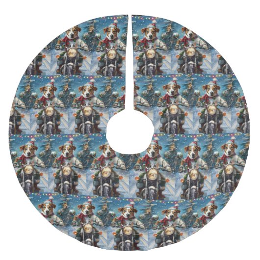 Jack Russell Hond Rijden Motorfiets Kerstmis Kerstboom Rok (Voorkant)