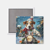 Jack Russell Hond Rijden Motorfiets Kerstmis Magneet (Voorkant / Achterkant)