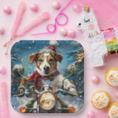 Jack Russell Hond Rijden Motorfiets Kerstmis Papieren Bordje (Feest)