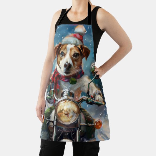 Jack Russell Hond Rijden Motorfiets Kerstmis Schort (Insitu)
