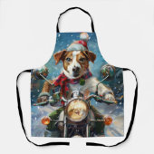 Jack Russell Hond Rijden Motorfiets Kerstmis Schort (Voorkant)