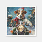 Jack Russell Hond Rijden Motorfiets Kerstmis Servet (Voorkant)