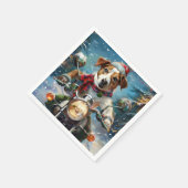 Jack Russell Hond Rijden Motorfiets Kerstmis Servet (Hoek)