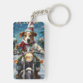 Jack Russell Hond Rijden Motorfiets Kerstmis Sleutelhanger (achterkant)