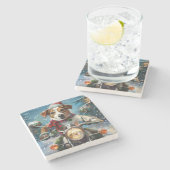 Jack Russell Hond Rijden Motorfiets Kerstmis Stenen Onderzetter (Zijkant)