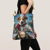 Jack Russell Hond Rijden Motorfiets Kerstmis Tote Bag (Dichtbij)