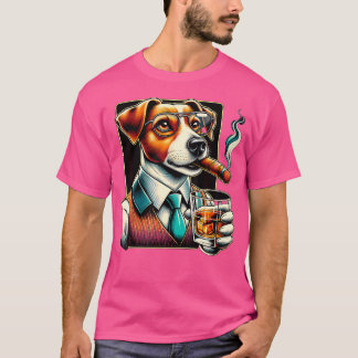 Jack Russell-hond sigaar en whiskey T-shirt