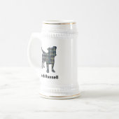 Jack Russell-hond Silhouet Geel & Zwart Geruit Bierpul (Voorkant links)