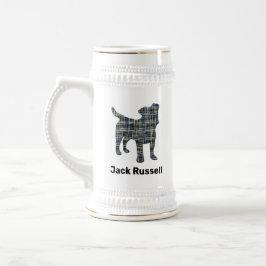 Jack Russell-hond Silhouet Geel & Zwart Geruit Bierpul