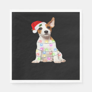 Jack Russell hond Sinterklaas Kerstboom Lichtjes K Servet
