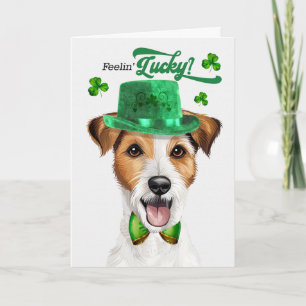 Jack Russell-hond voelt zich gelukkig op St. Patri Feestdagen Kaart