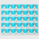 Jack russell Hond Zittend in de sneeuw met Santa H Cadeaupapier (Vlak)