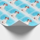 Jack russell Hond Zittend in de sneeuw met Santa H Cadeaupapier (Hoek)