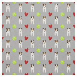 Jack Russell honden en rode harten lichtgrijs Stof