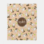 Jack Russell honden perzik of elke kleur monogramm Fleece Deken (Voorkant)