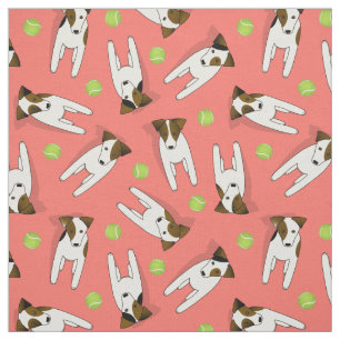 Jack Russell honden w tennisballen koraal ELKE kle Stof