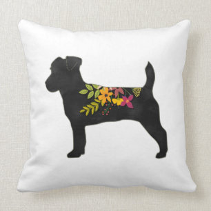 Jack Russell Hondenras Boho Floral Silhouette Kussen